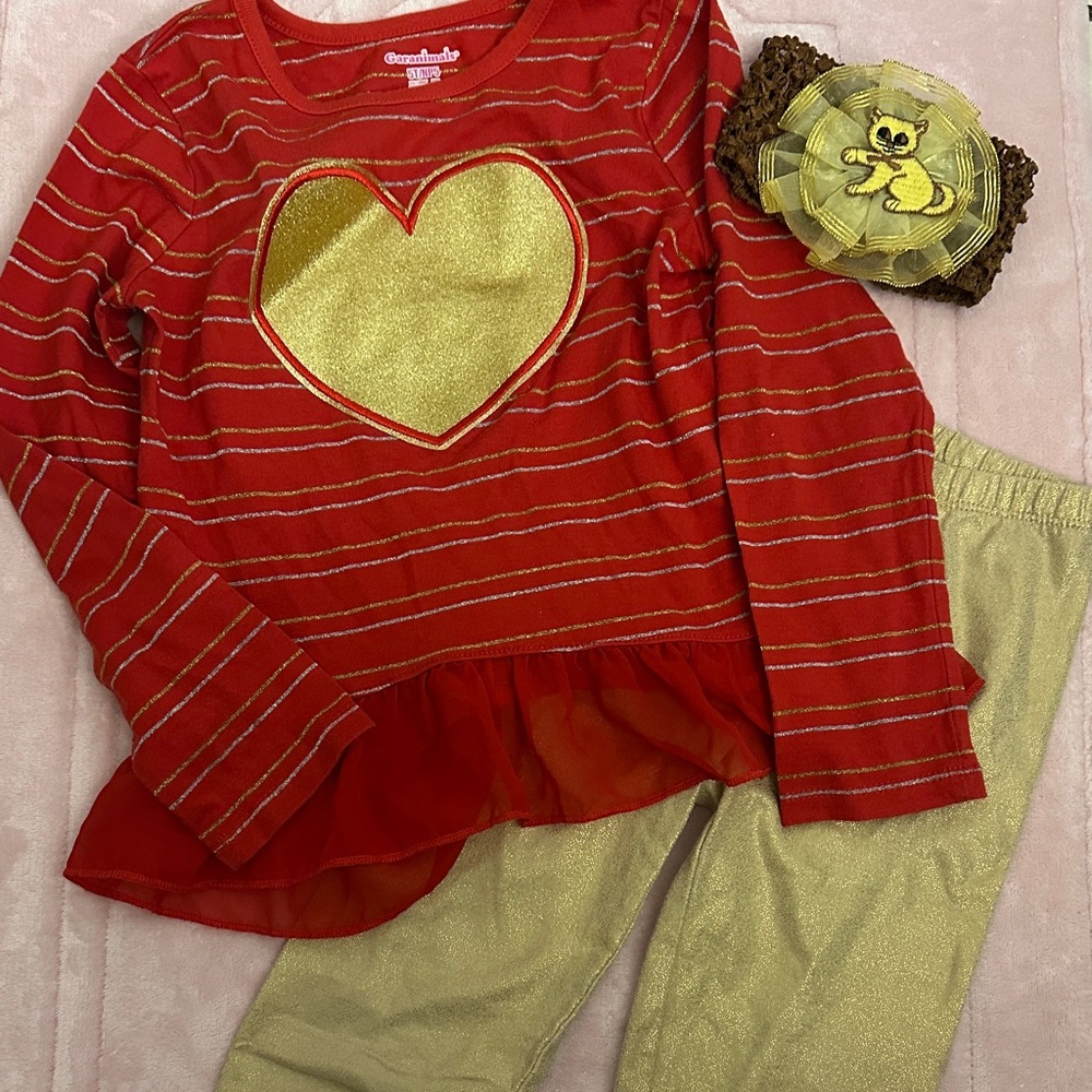 Garanimals Red and Gold Heart Pajama Set